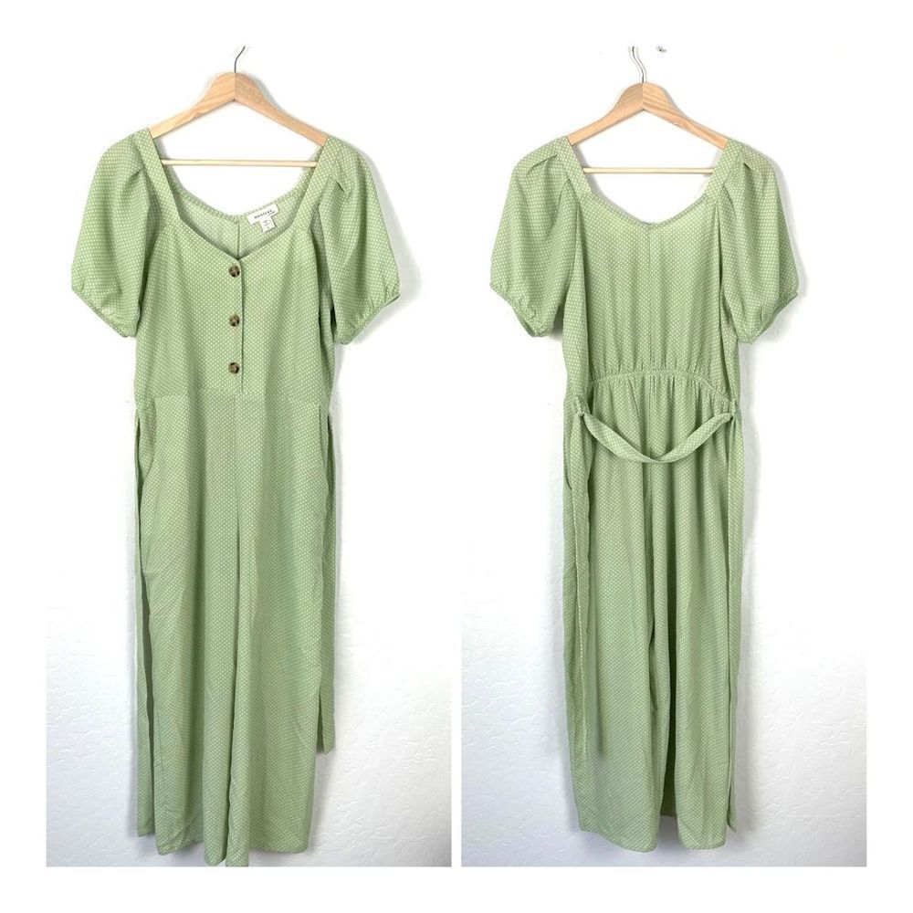 Monteau Jumpsuit Wide Leg puff sleeve polka dot